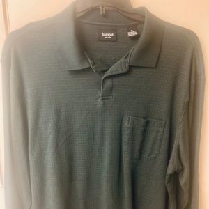 Haggar Long Sleeve Polo Pullover Navy Blue XL
